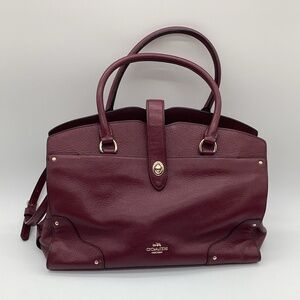 2142. Coach Mercer Satchel / Crossbody True Red Grain Leather EUC